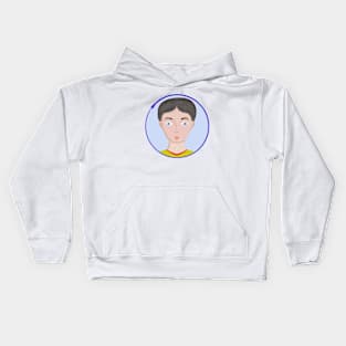 Cute Boy with Huge Eyes Kids Hoodie